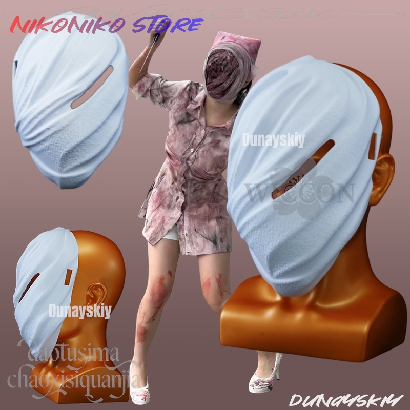 Bandage - หน้ากากโพลีแลคติกแอซิด 3 มิติ สไตล์ผ้าพันแผลผีสีขาว DIY สำหรับคอสเพลย์