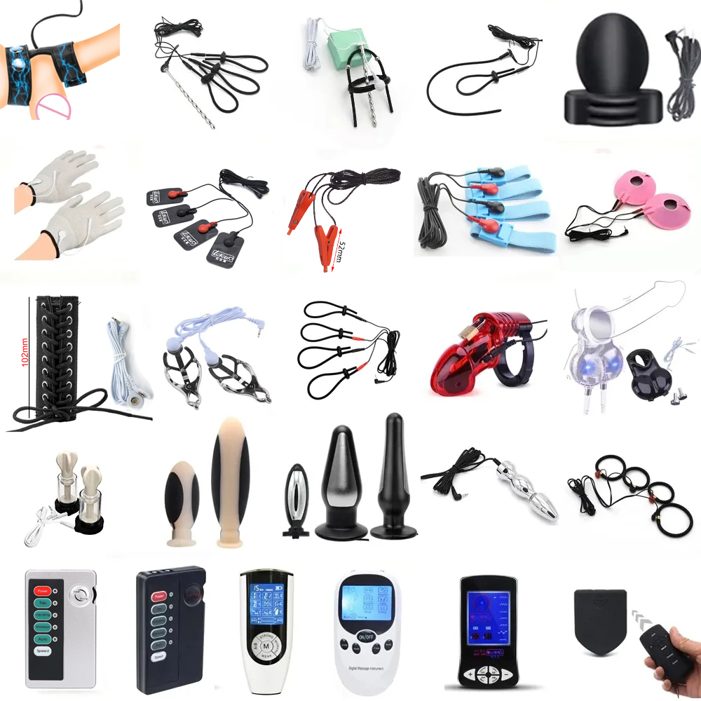 Medical Gloves - ของเล่นกระตุ้นไฟฟ้า นวด กระตุ้นอารมณ์ทางเพศ ปลั๊กเสียบก้นแบบพัลส์ แหวนรัดองคชาต ที่ดูดกระตุ้นหัวนม