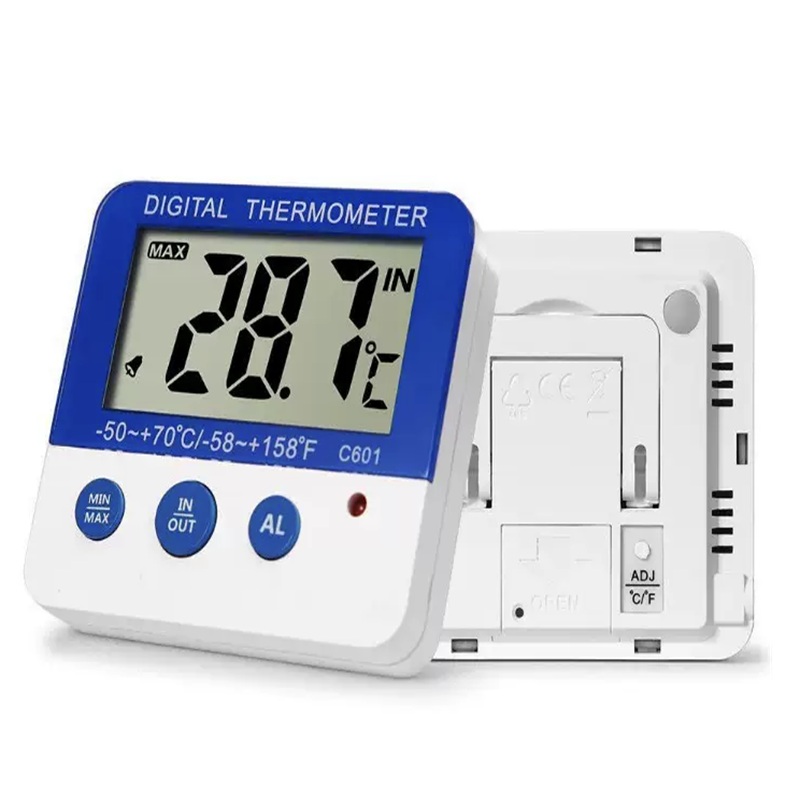 Thermometer Digital - จอแสดงผล LCD เครื่องวัดอุณหภูมิตู้เย็นแบบดิจิตอลพร้อมสัญญาณเตือนและเครื่องวัดอุณหภูมิตู้แช่แข็งแบบอุณหภูมิต่ำสุดสูงสุดสำหรับในร่มและกลางแจ้ง