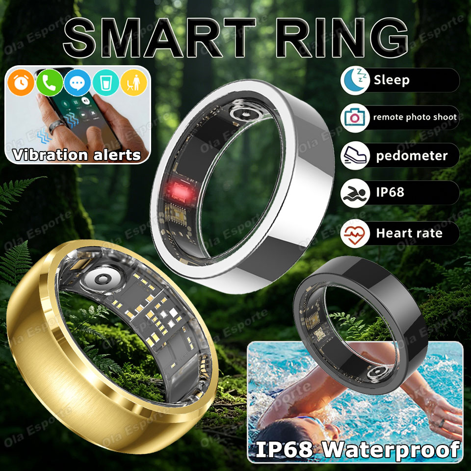 Blood Pressure Monitor - แหวนอัจฉริยะรุ่นอัพเกรดพร้อมระบบเตือนการสั่น กันน้ำ ตรวจวัดสุขภาพ อัตราการเต้นของหัวใจและการนอนหลับ พร้อมการแจ้งเตือนข้อความ นาฬิกาปลุก