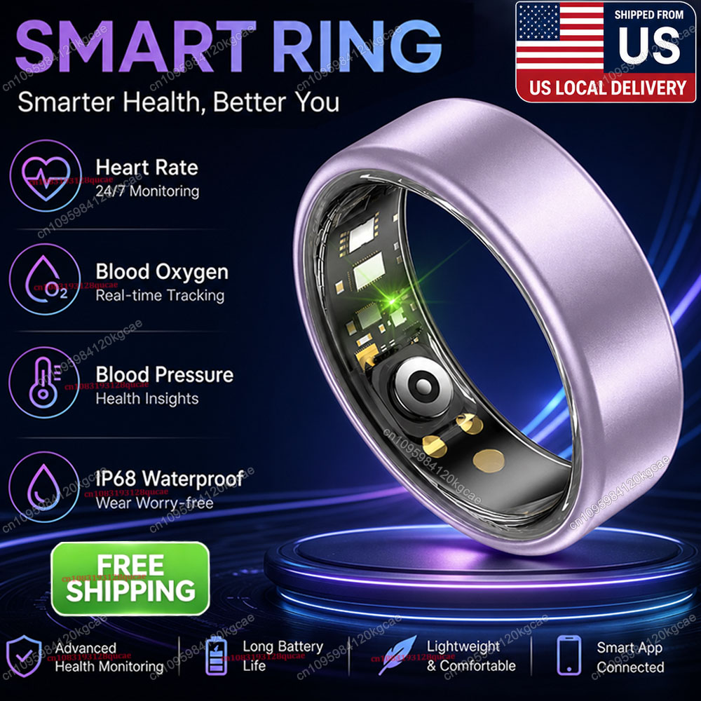 Blood Pressure Monitor - แหวนอัจฉริยะ วัดอัตราการเต้นของหัวใจ ออกซิเจนในเลือด ติดตามการนอนหลับ กันน้ำระดับ IP68