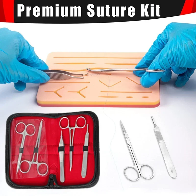 Medical Gloves - นักเรียนแพทย์ Suture Practice Kit การฝึกอบรมการผ่าตัดชุดซิลิโคน Pad