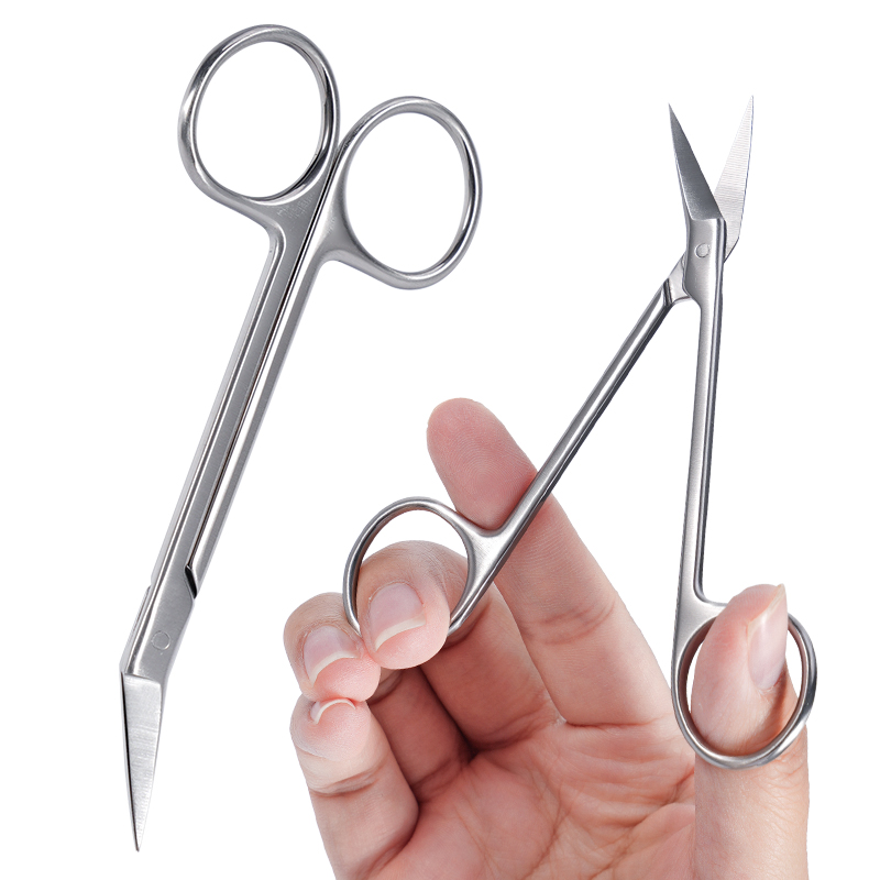 Medical Scissors - กรรไกรจิ๋วทางทันตกรรม 1 ชิ้น หัวโค้ง ใบมีดสแตนเลส คม